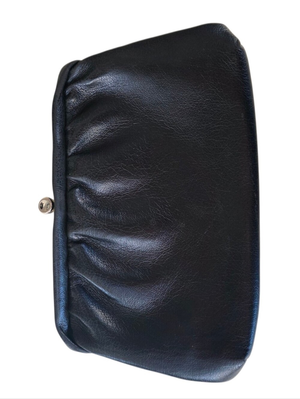 Pottel & Sons Vintage Black Leather Kiss-Lock Clutch